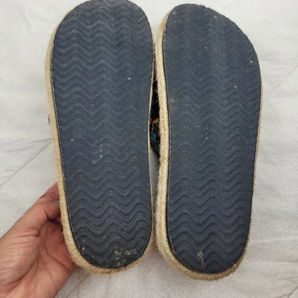 Pierre Dumas embroidered flowers platform black espadrille sandals vacation 10 - Picture 5 of 14